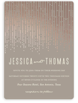 This foil press wedding invitation with gold lettering is both chic and elegant