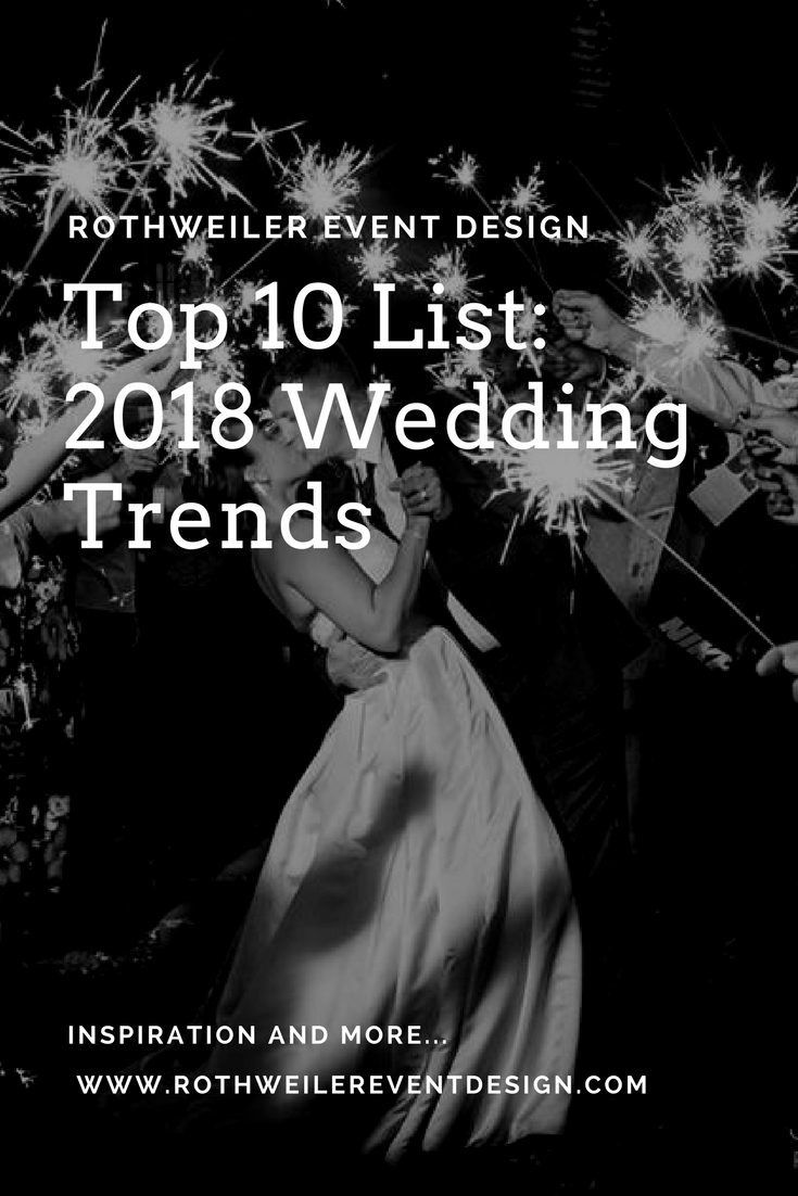Read the blog for our top 10 list of 2018 wedding trends and pin your favorites!