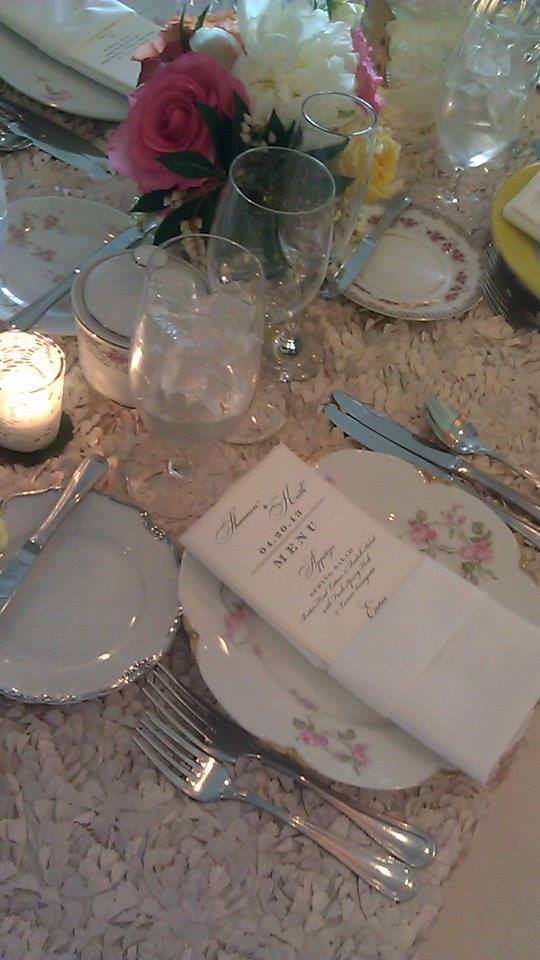 Vintage china and floral table linens were the perfect compliment for this secret garden inspired wedding. See this look and more on our blog where we're showing you how to make your garden wedding unique!