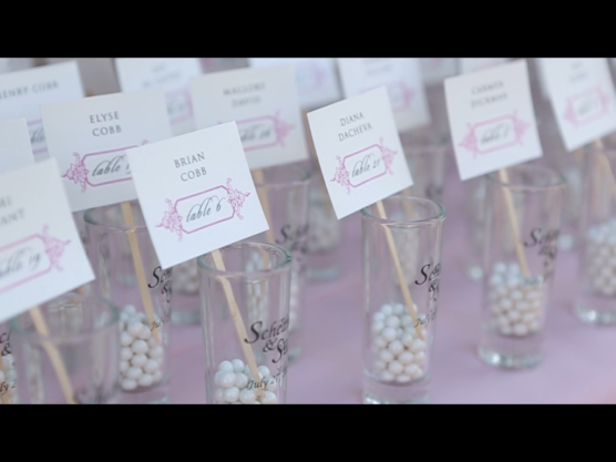 Escort card holders for a rehearsal dinner.