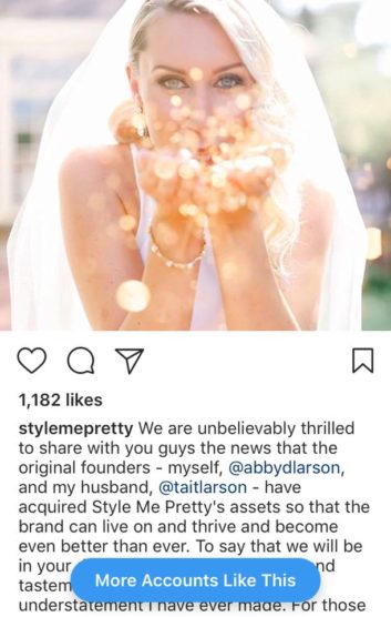 Style Me Pretty IG screenshot