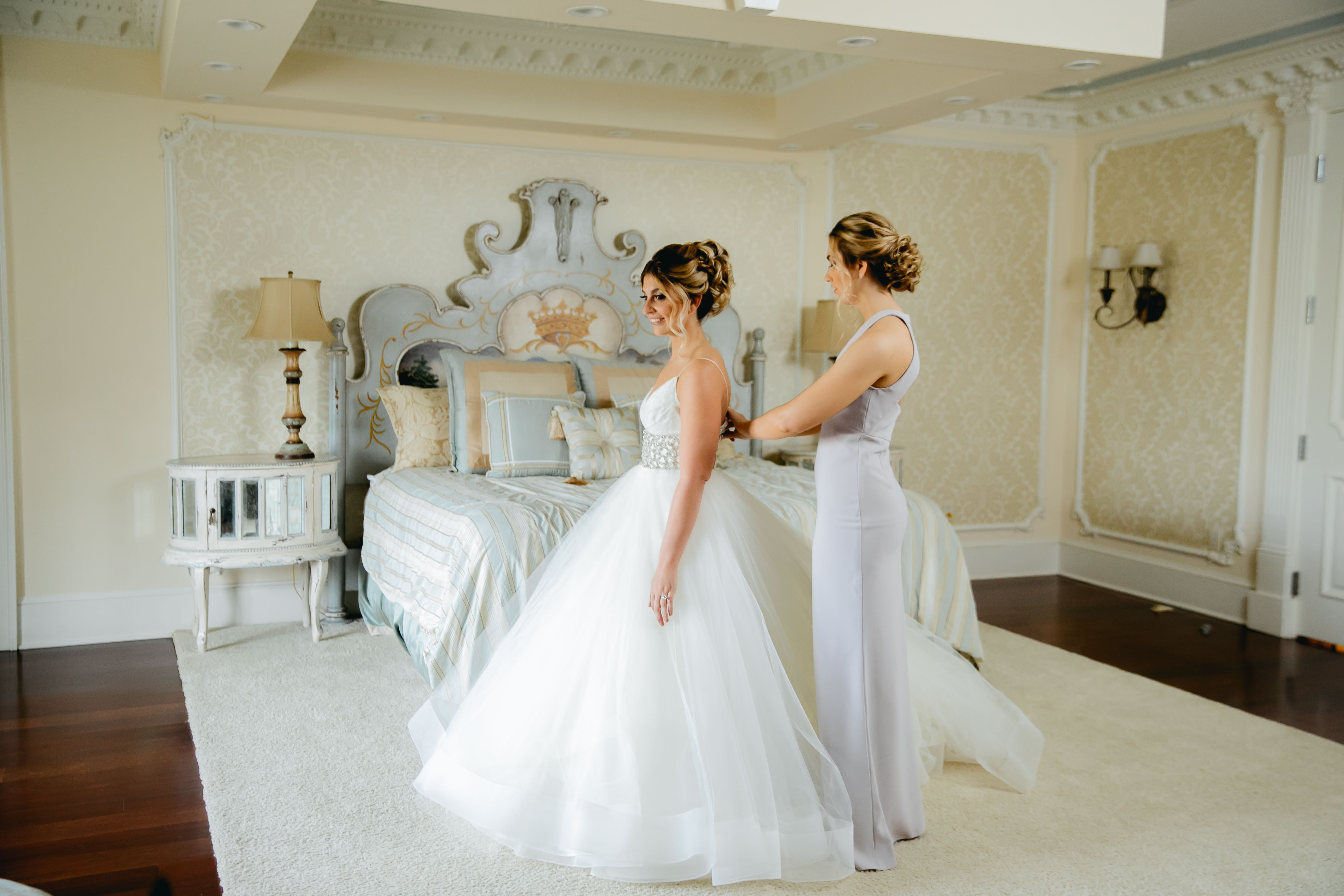 bridesmaid and bride