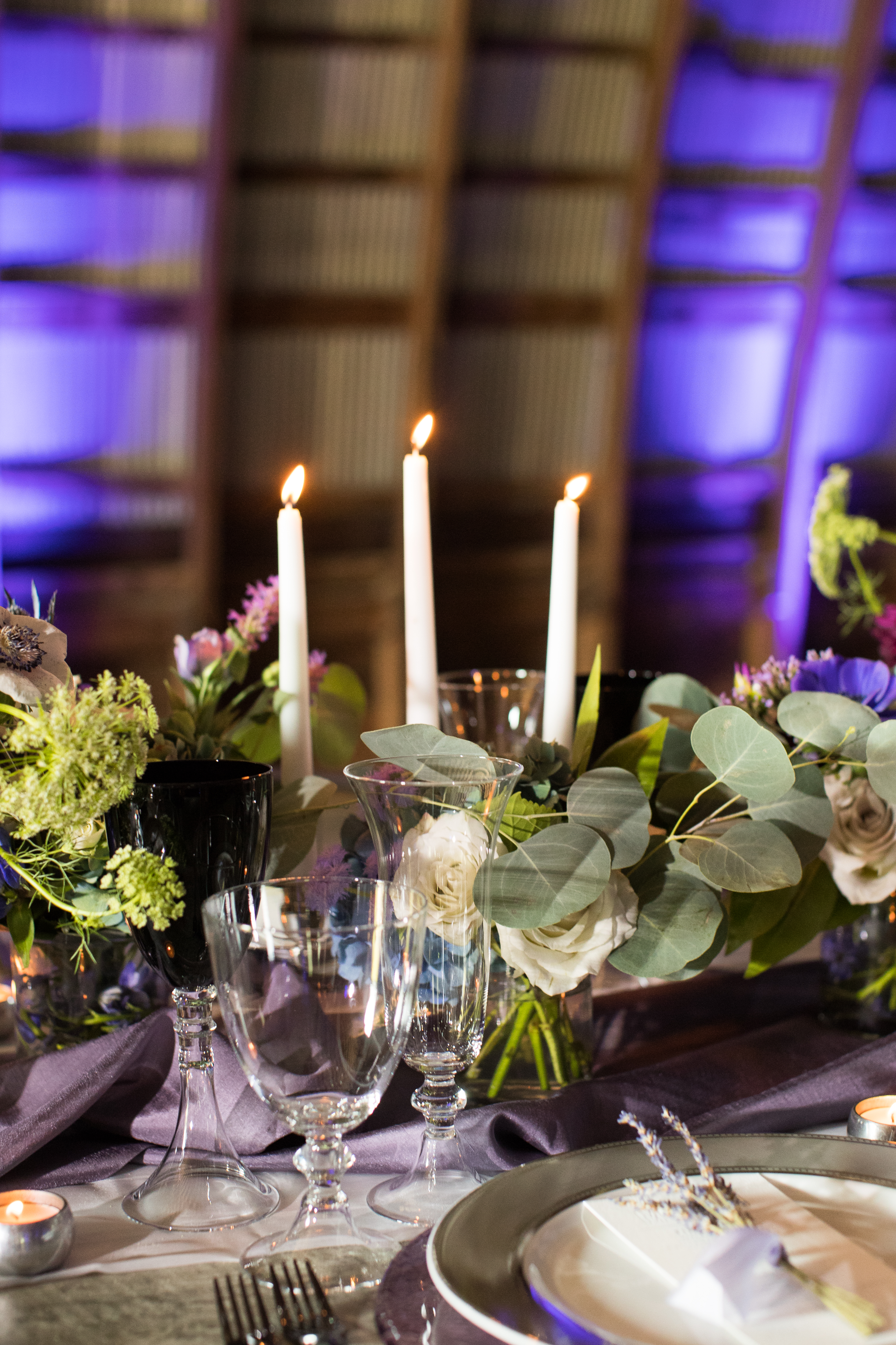 table with flowers and candles