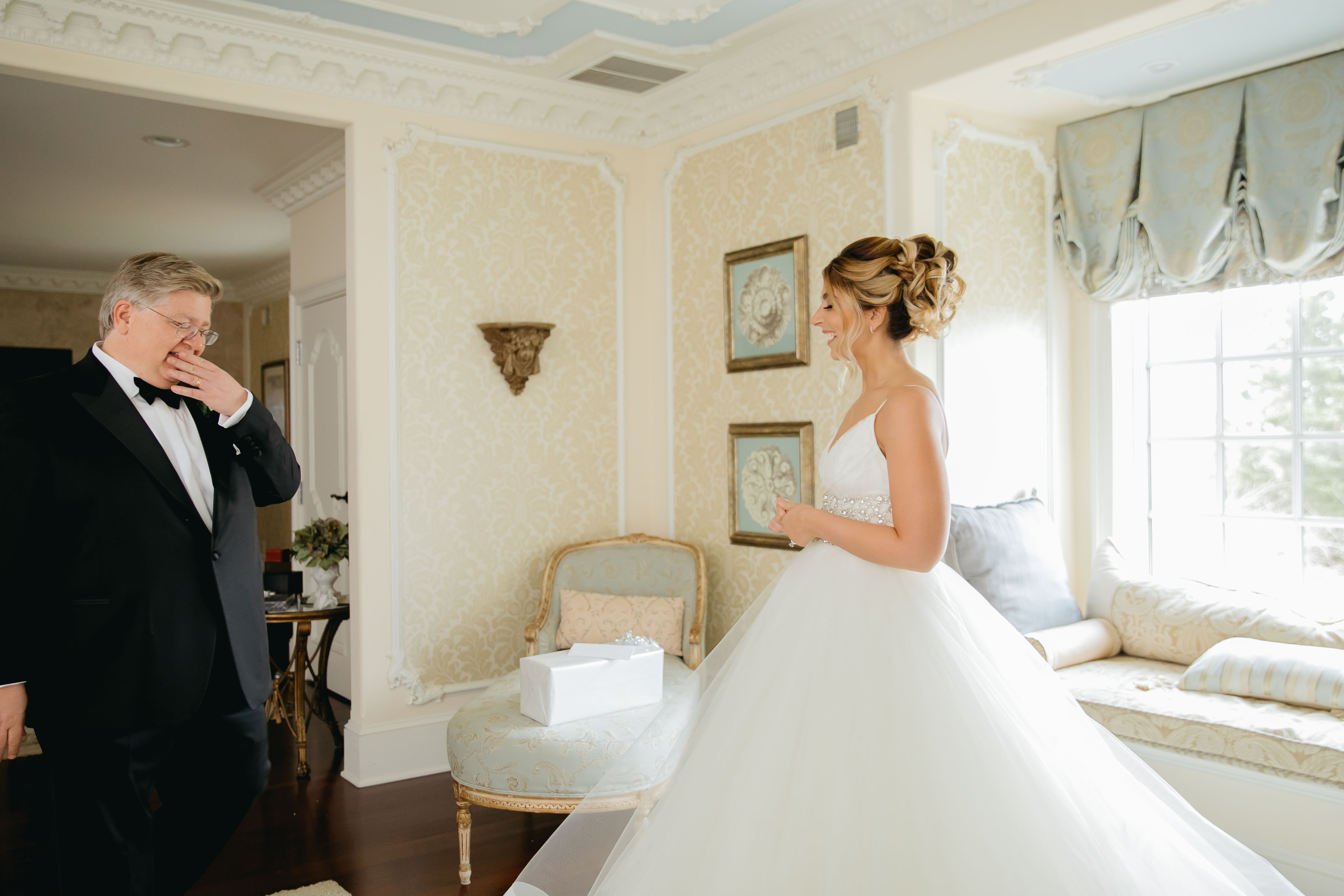 first look bride and father of the bride