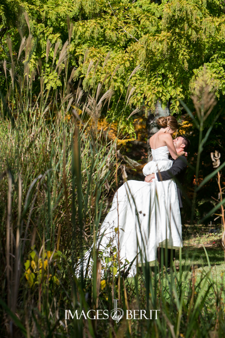 bride and groom embrace