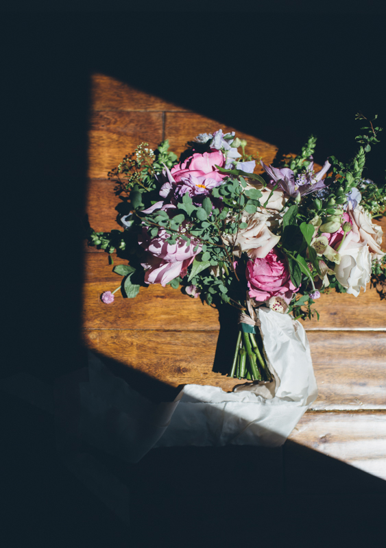 bridal bouquet with pink and green