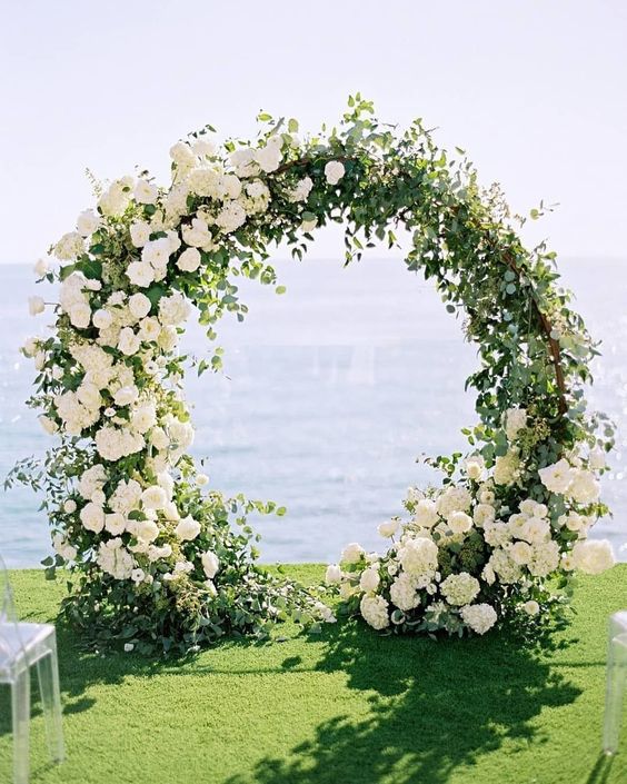 wedding ceremony circle with flowers