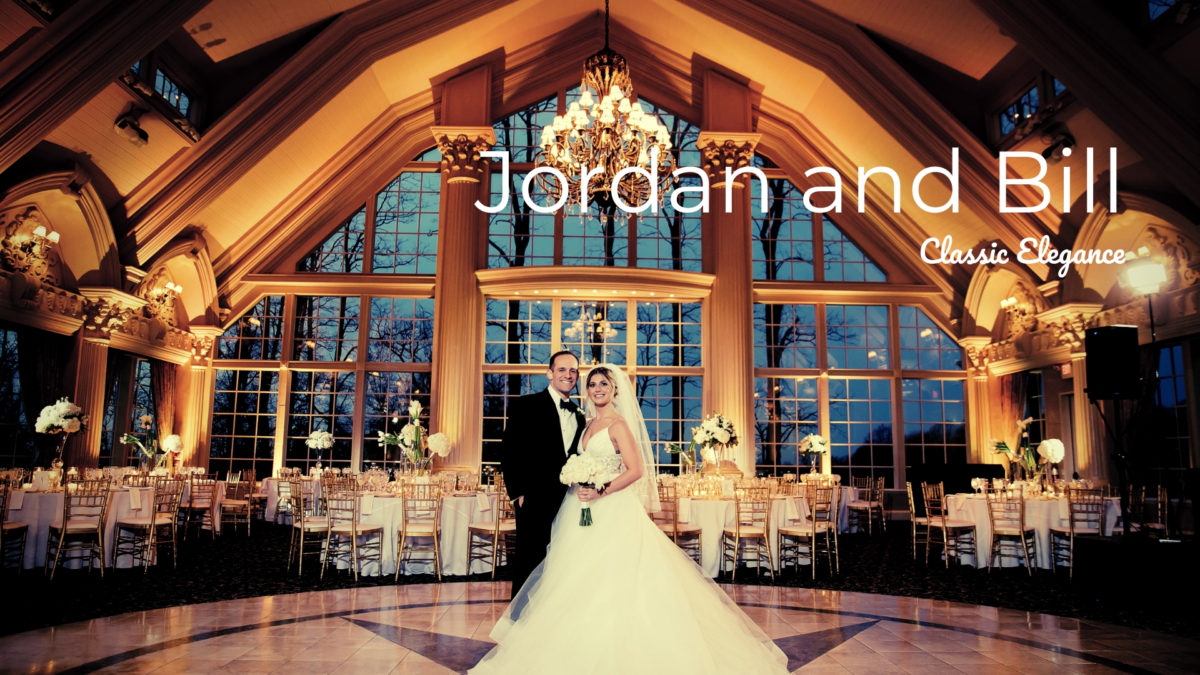 bride and groom in ballroom