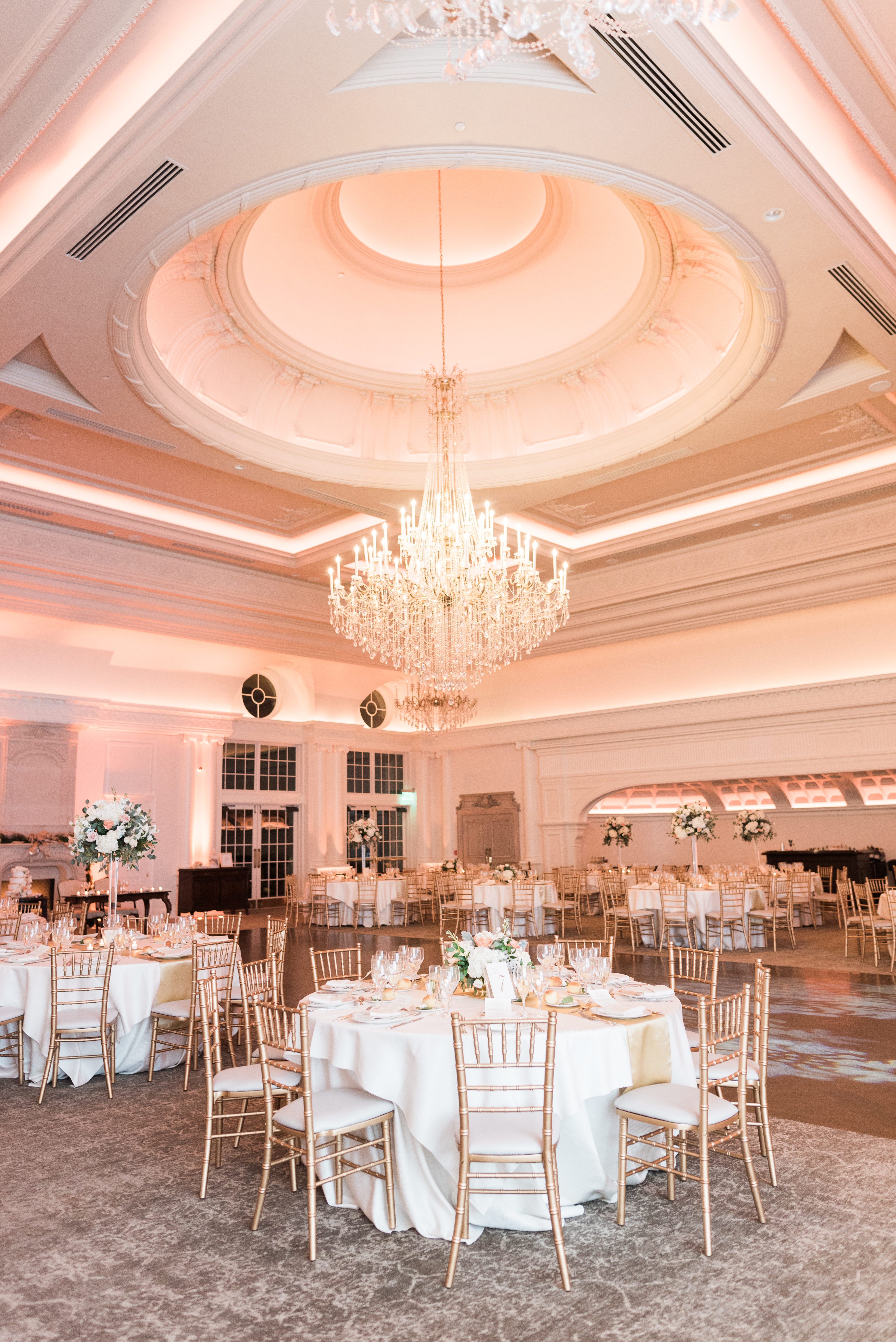 inside of wedding reception ballroom