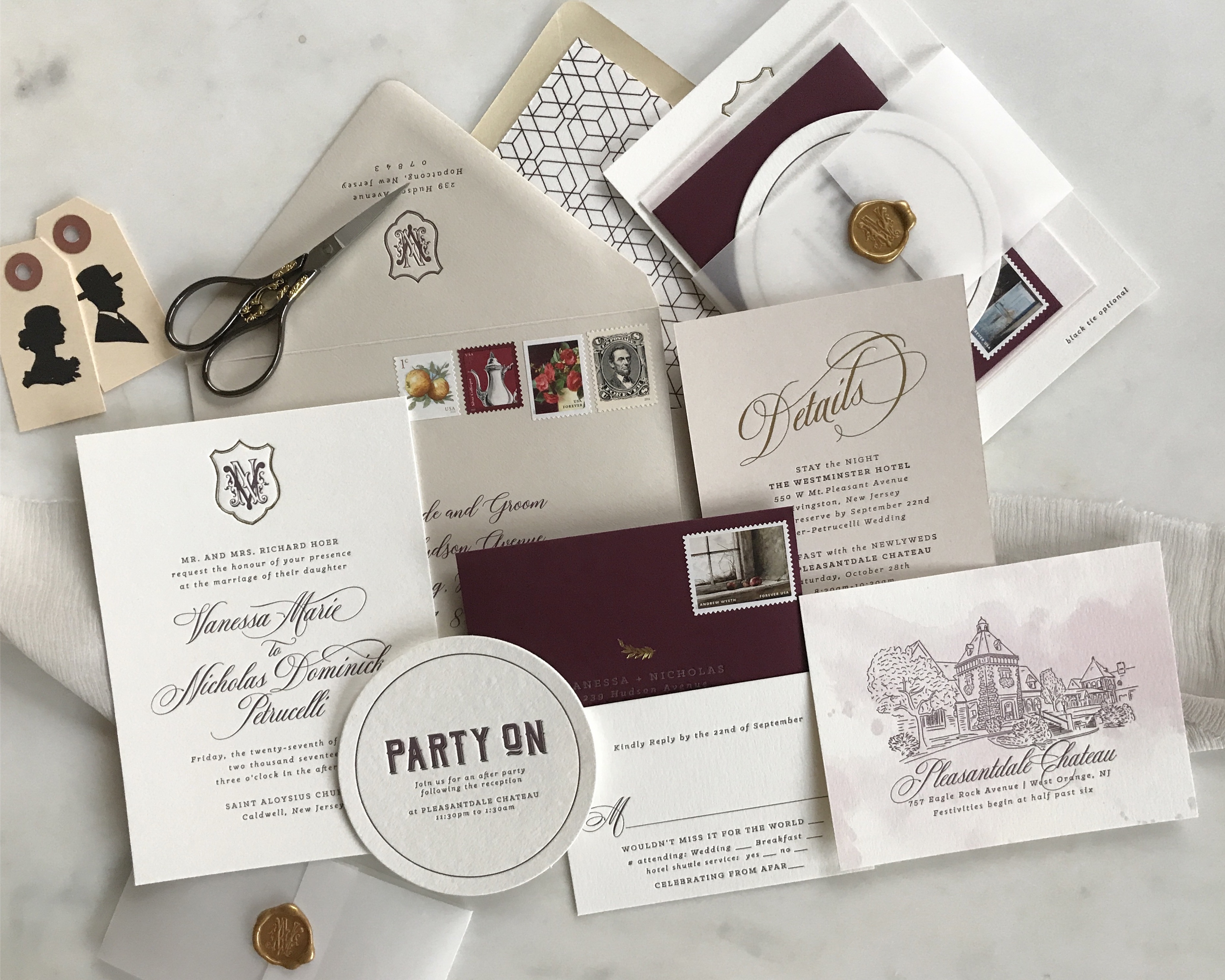 marsala invitation suite