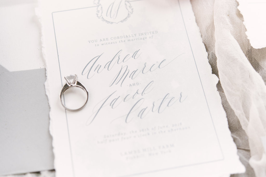 soft ripped cotton wedding invitation
