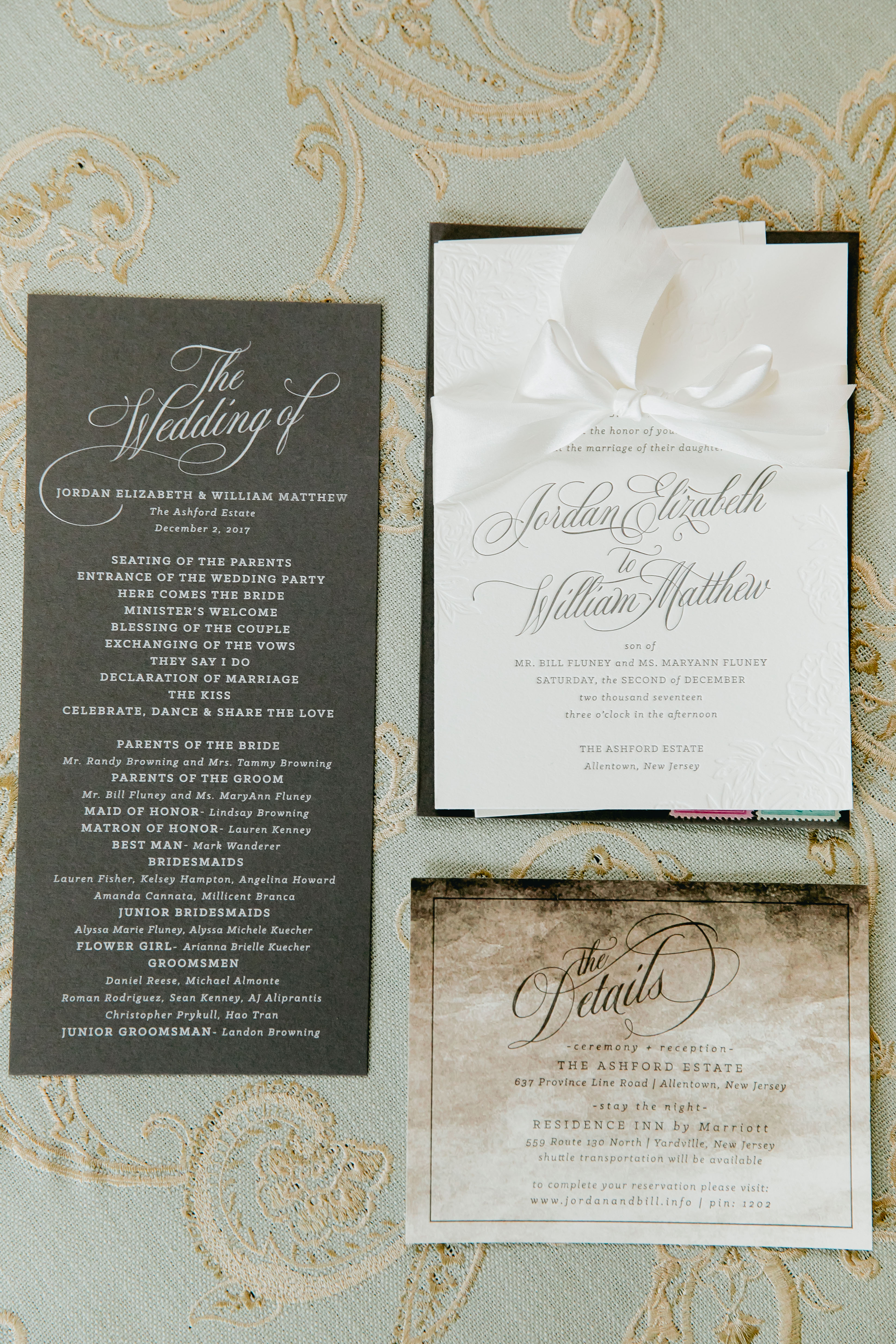 gray and white wedding invitations