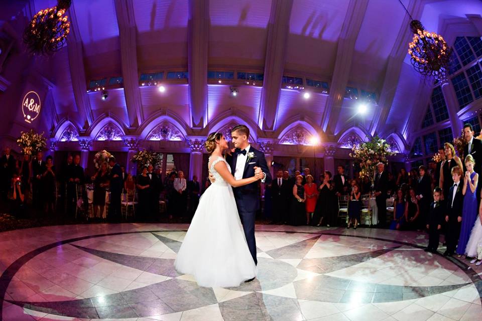 bride and groom dancing at wedding