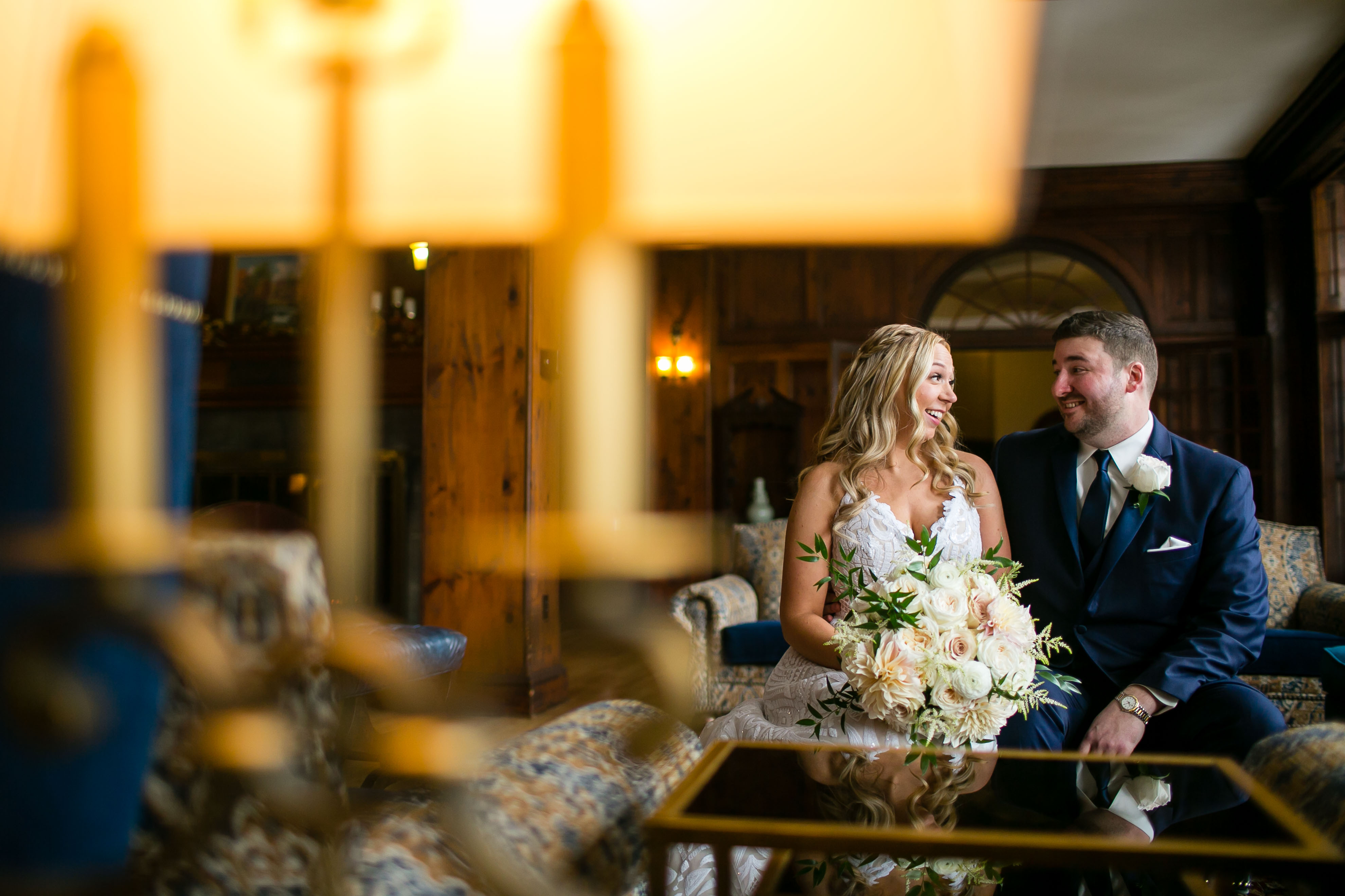 bride and groom sitting together