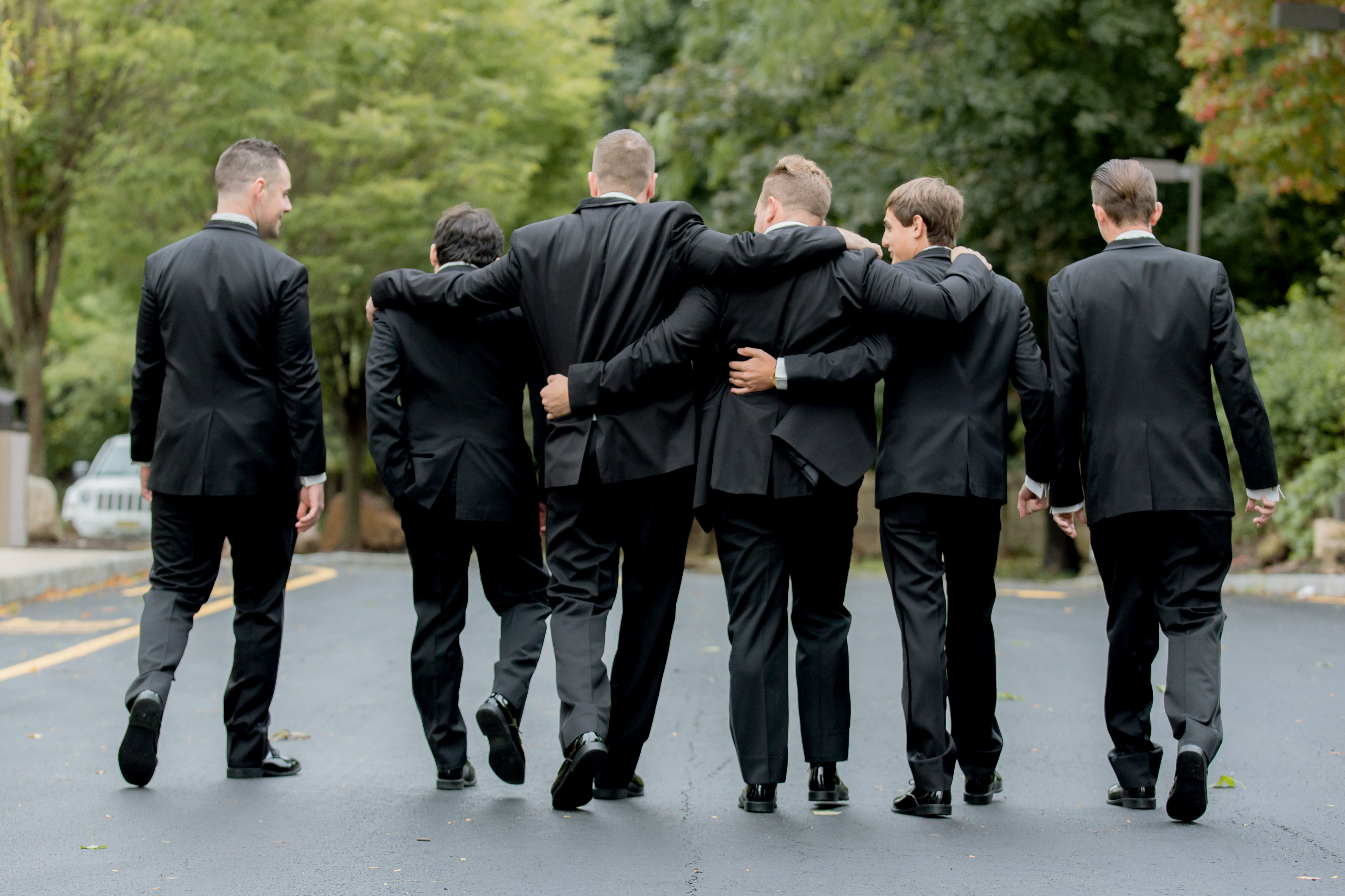 groomsmen walking together