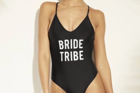 bride tribe black one-piece