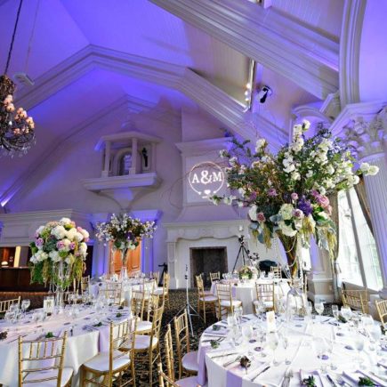 purple ballroom wedding