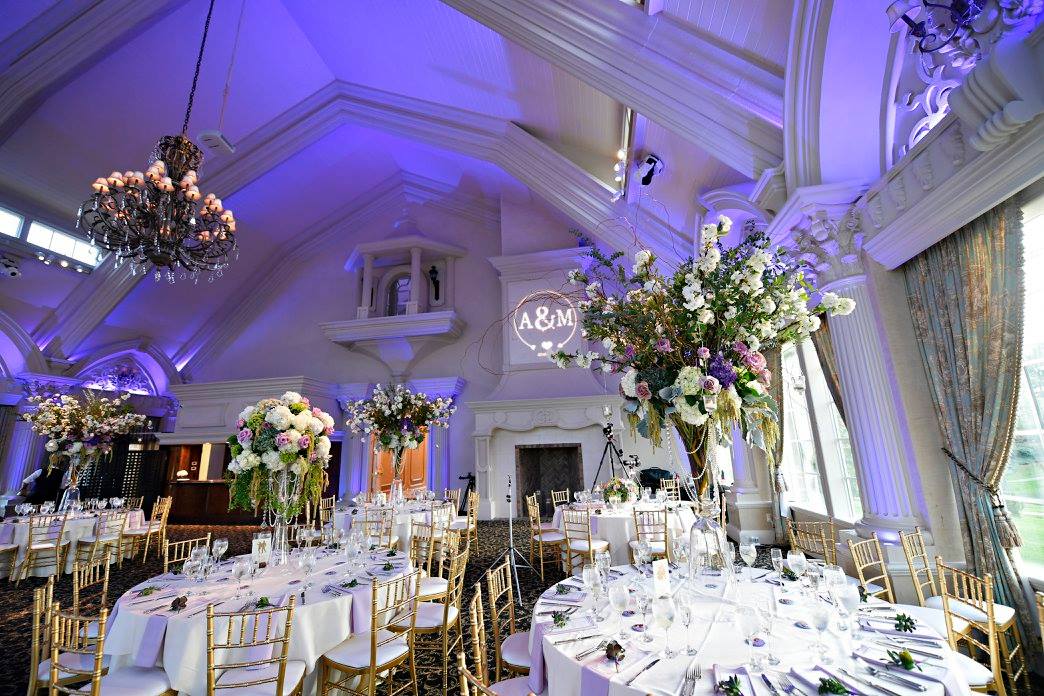 purple ballroom wedding