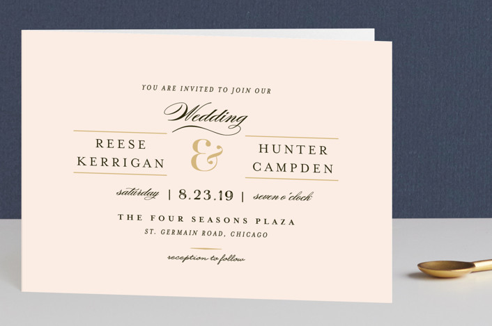 blush and gold wedding invites