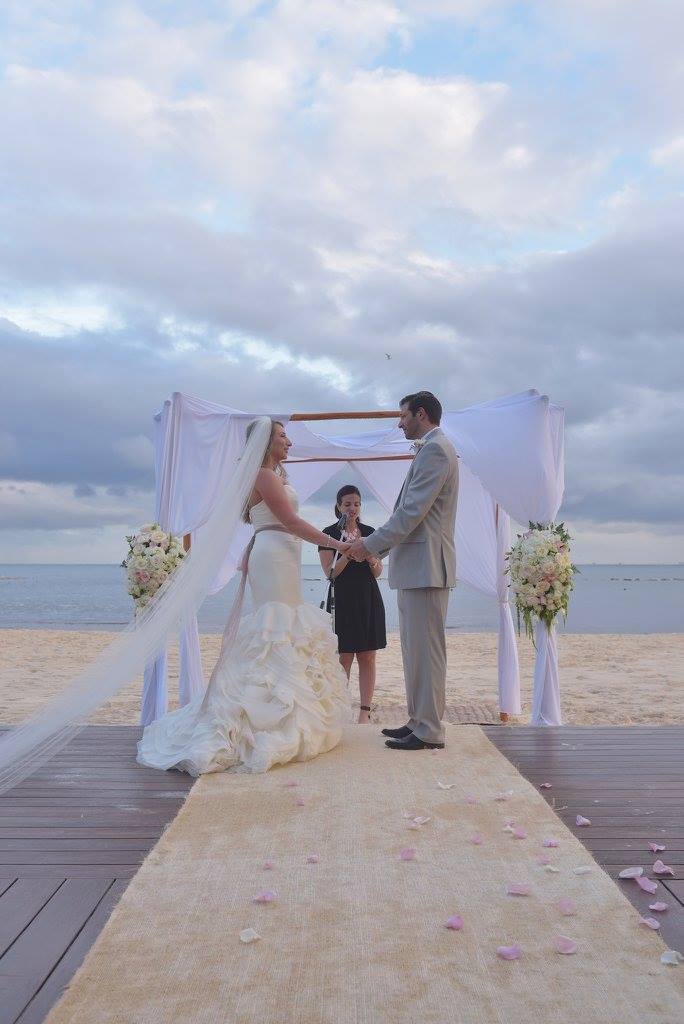 bride and groom beach wedding ceremony