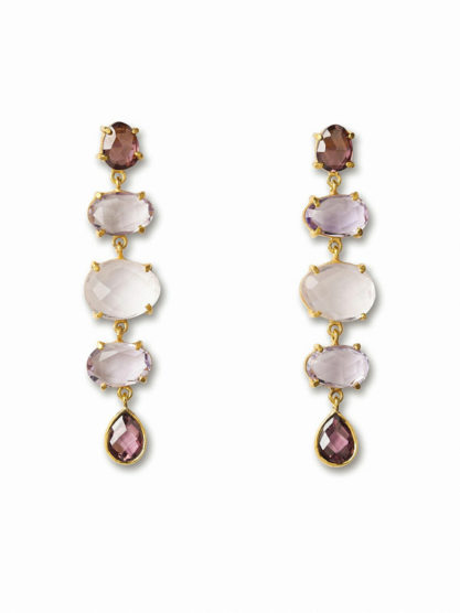 pink and gold drop earrings