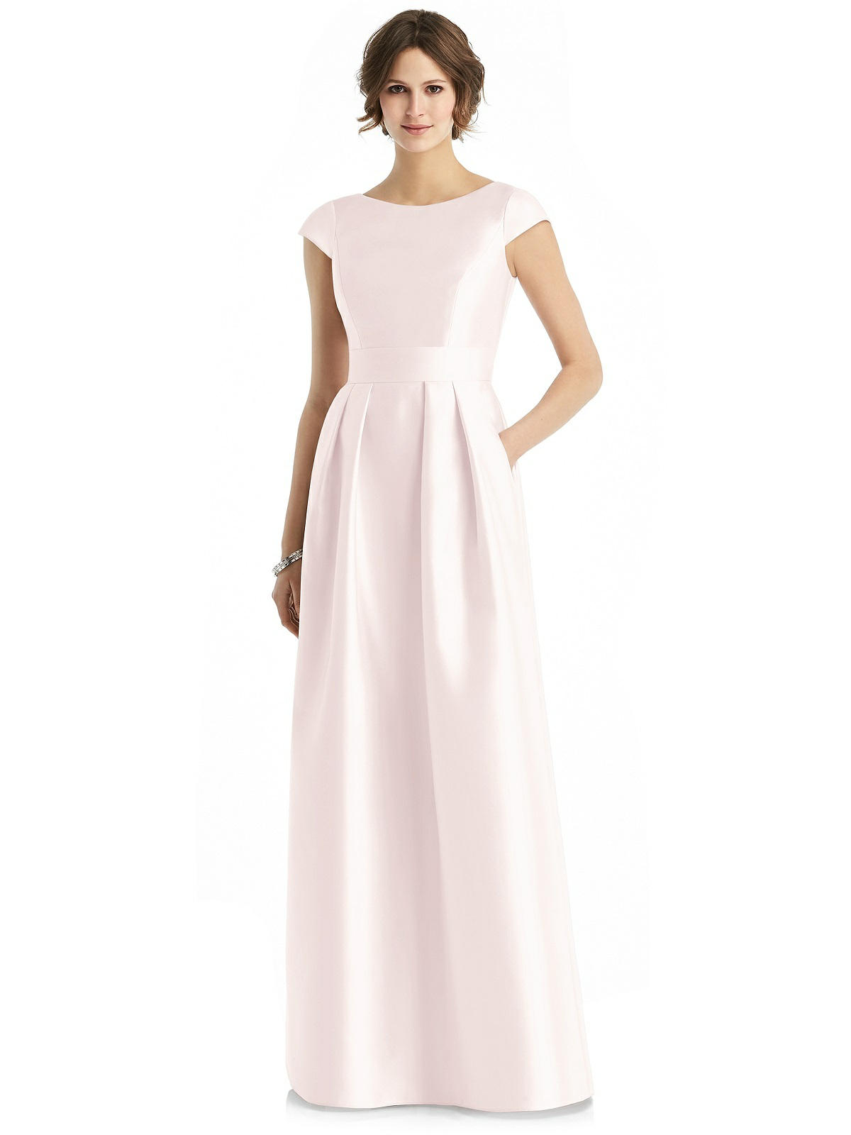 long pink bridesmaid dress