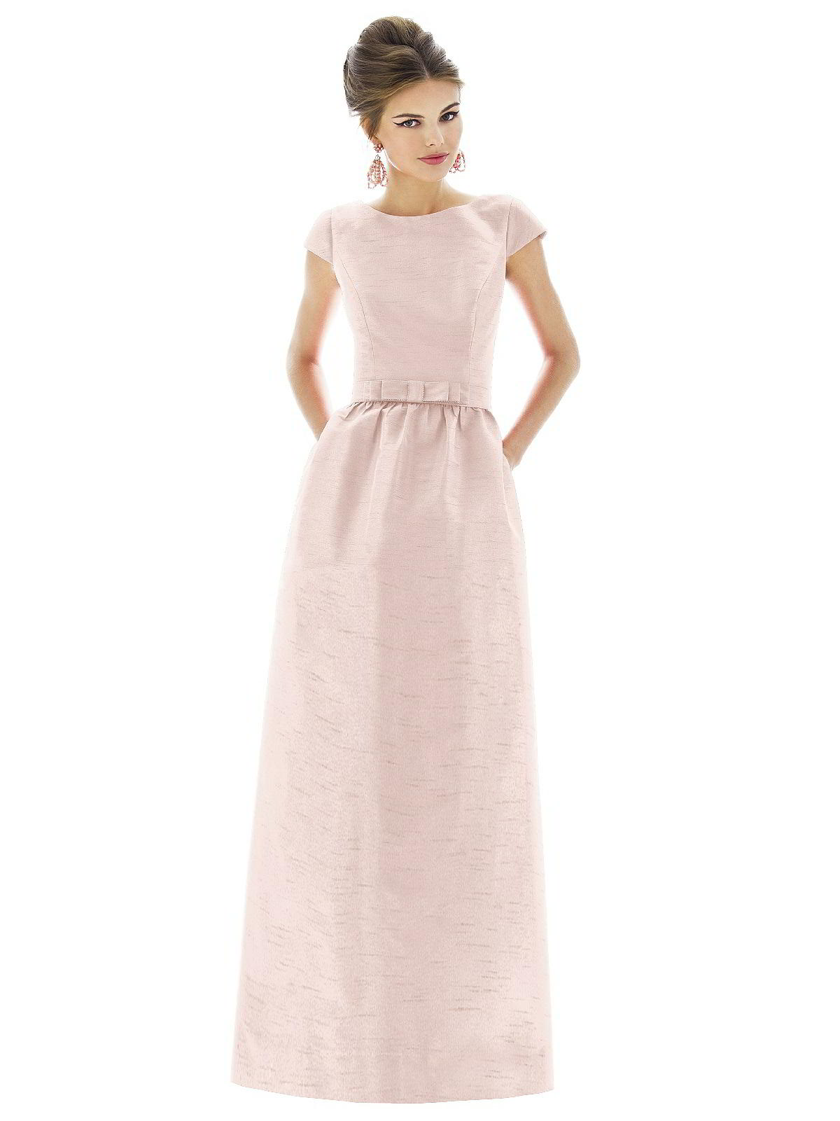 long pink bridesmaid dress