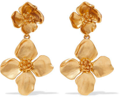 gold flower earrings