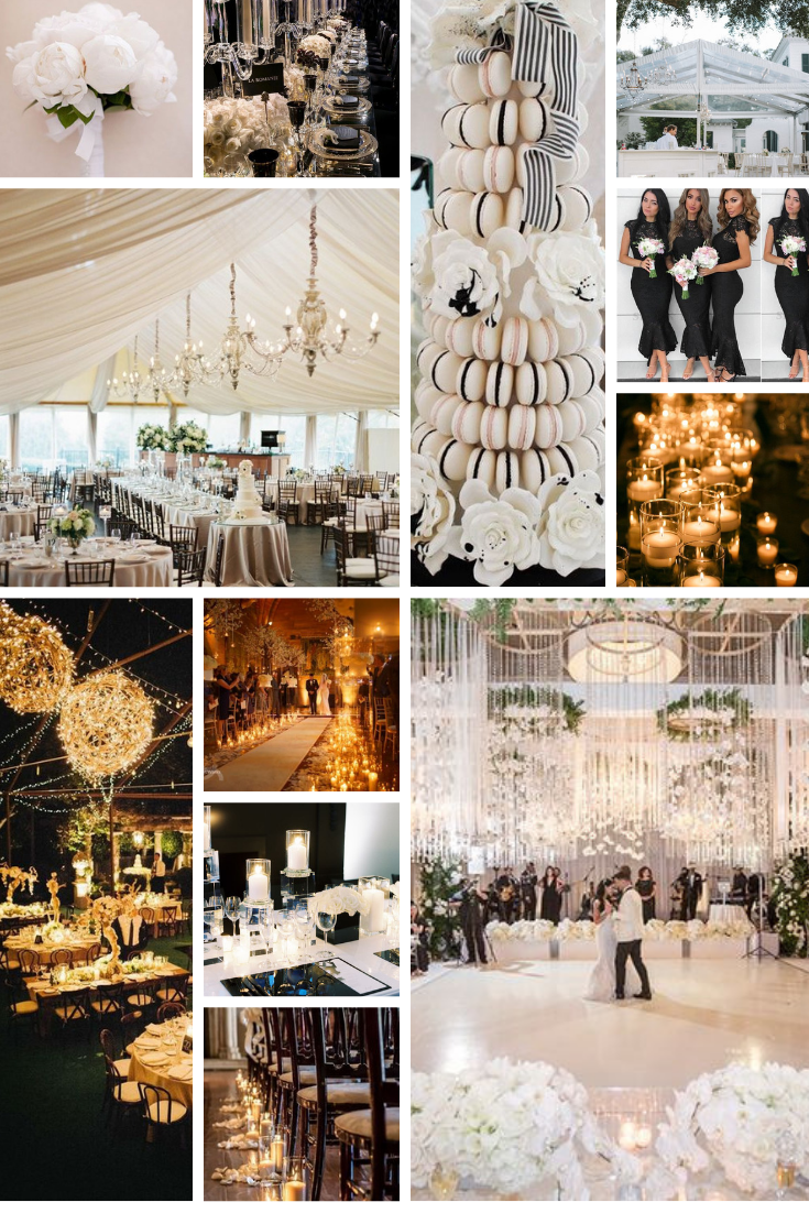 inspo board for black and white wedding