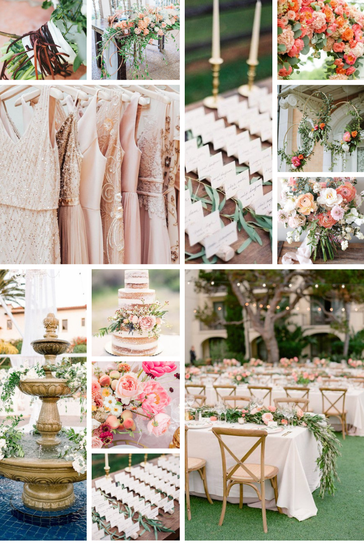 wedding inspo board with lots of colors