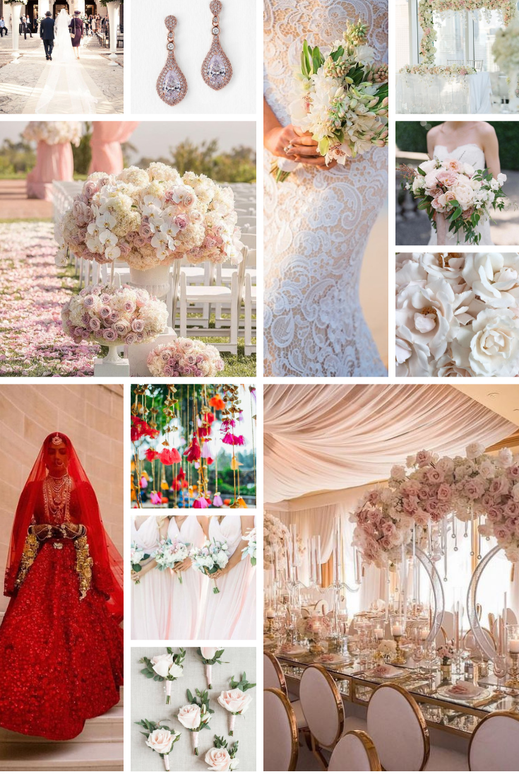 wedding inspo board pink white red