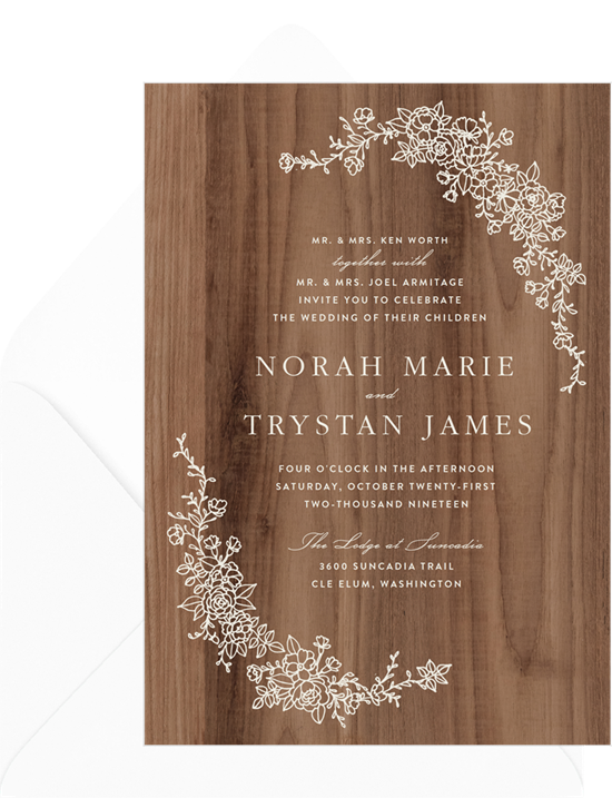 wood wedding invite