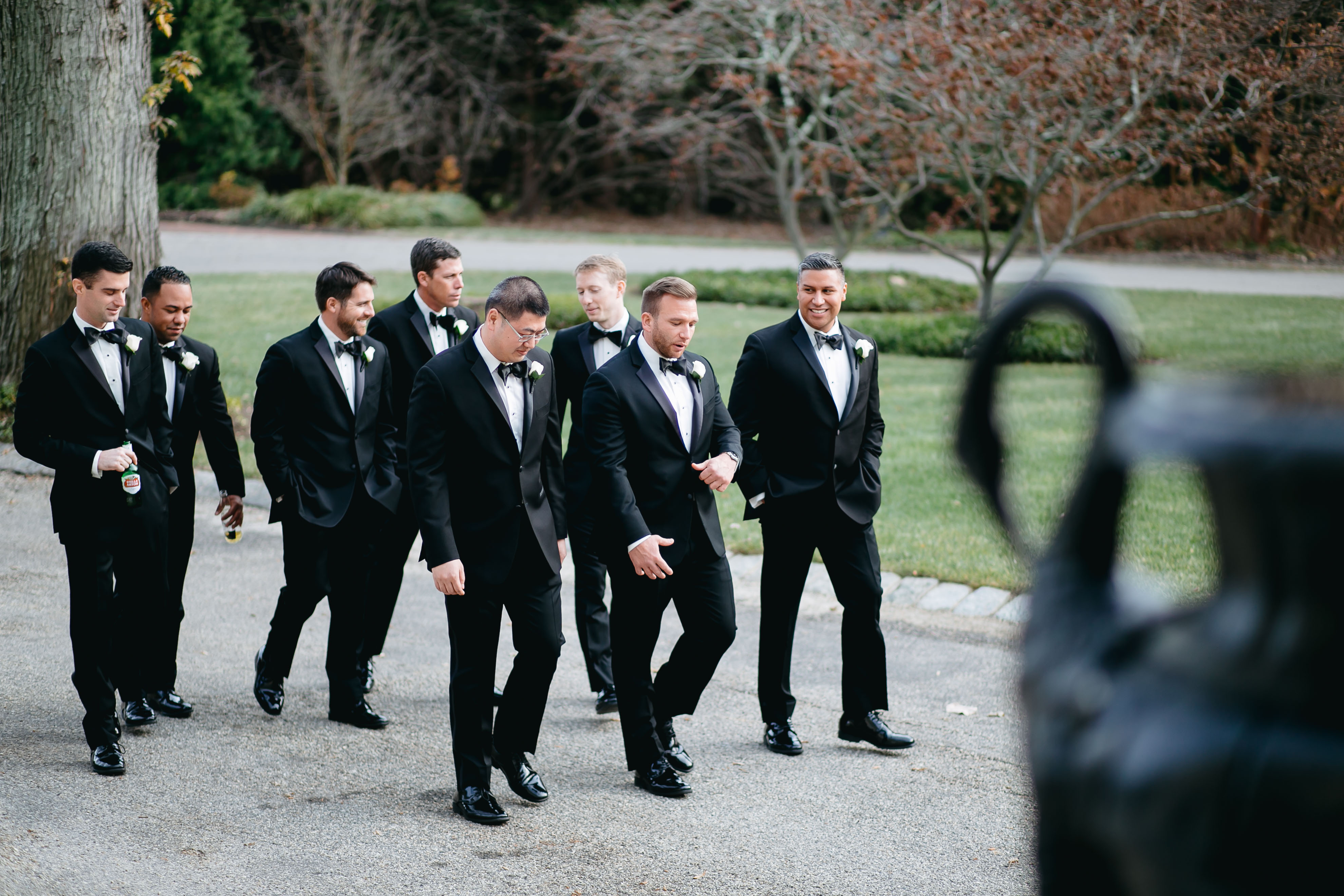 groom and groomsmen walking