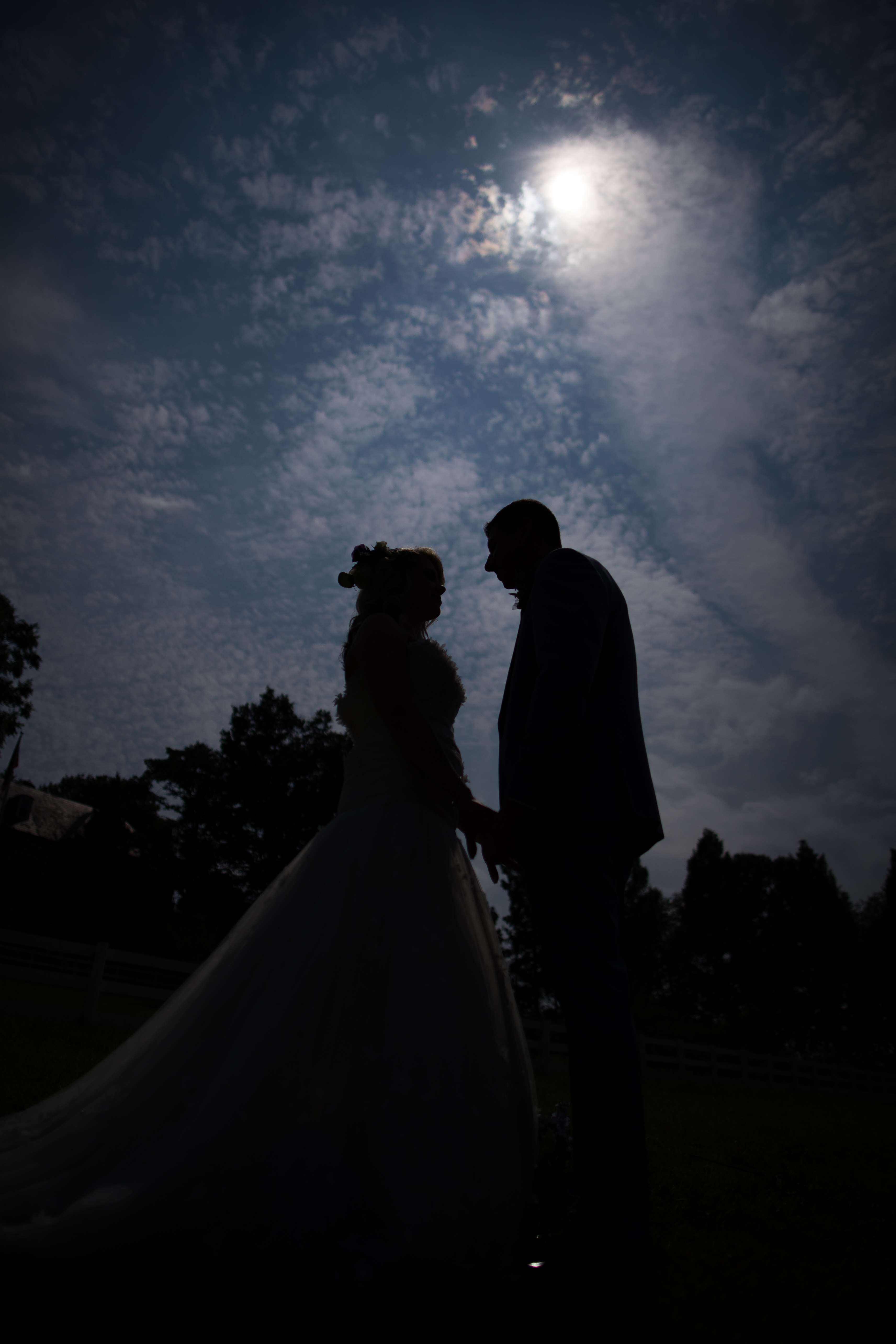 bride and groom silhouette