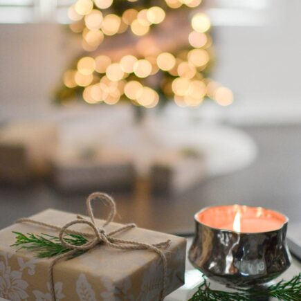christmas present and candle