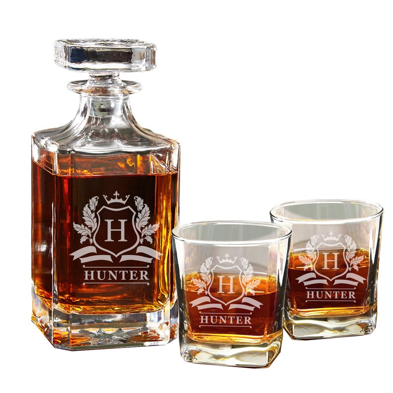 whiskey decanter and glasses