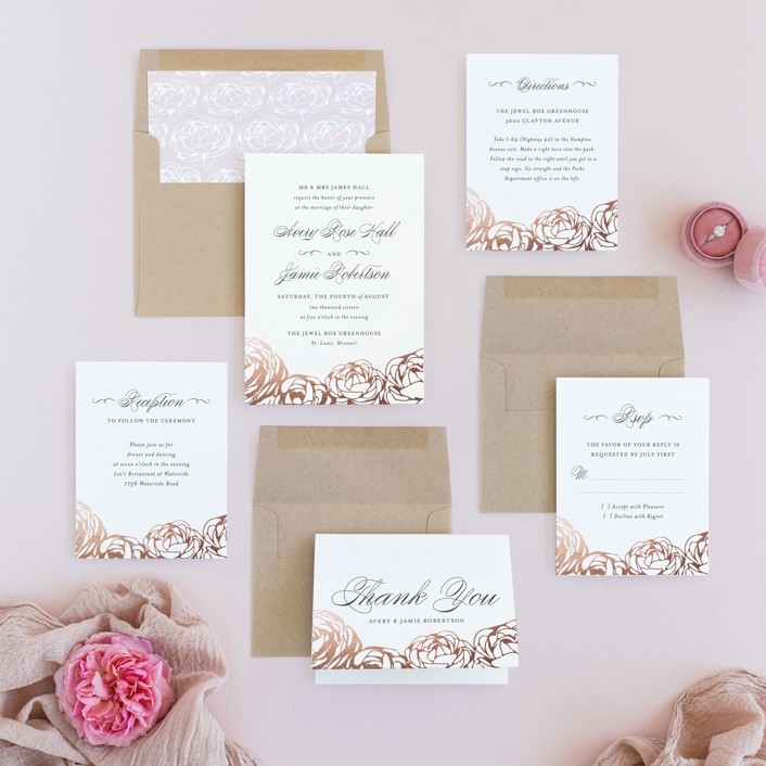 pink and white wedding invites