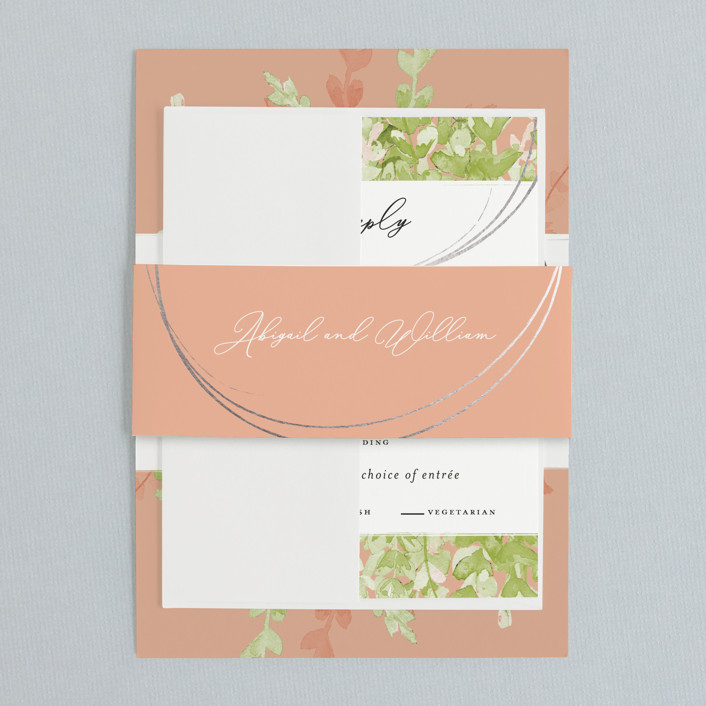 cantaloupe color wedding invitation