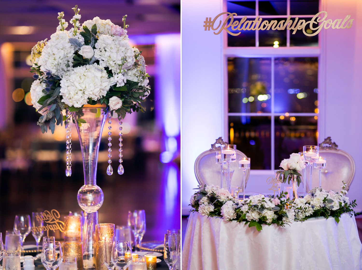 wedding centerpiece and sweetheart table