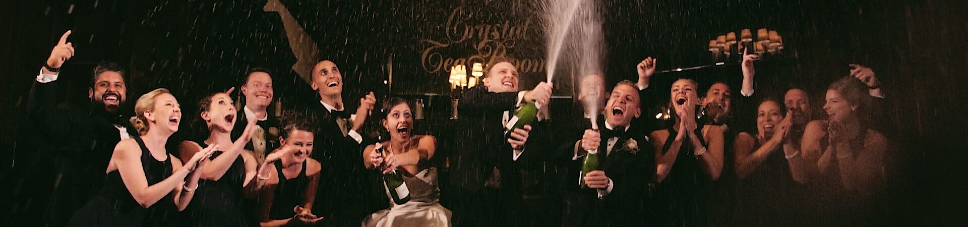 champagne splash at wedding