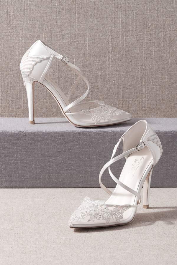 lace white wedding shoes