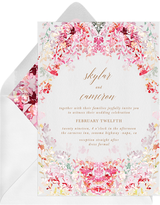 pink flower wedding invite suite