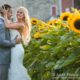 bride and groom sunflowers