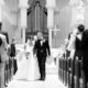 black and white photo bride and groom ceremony