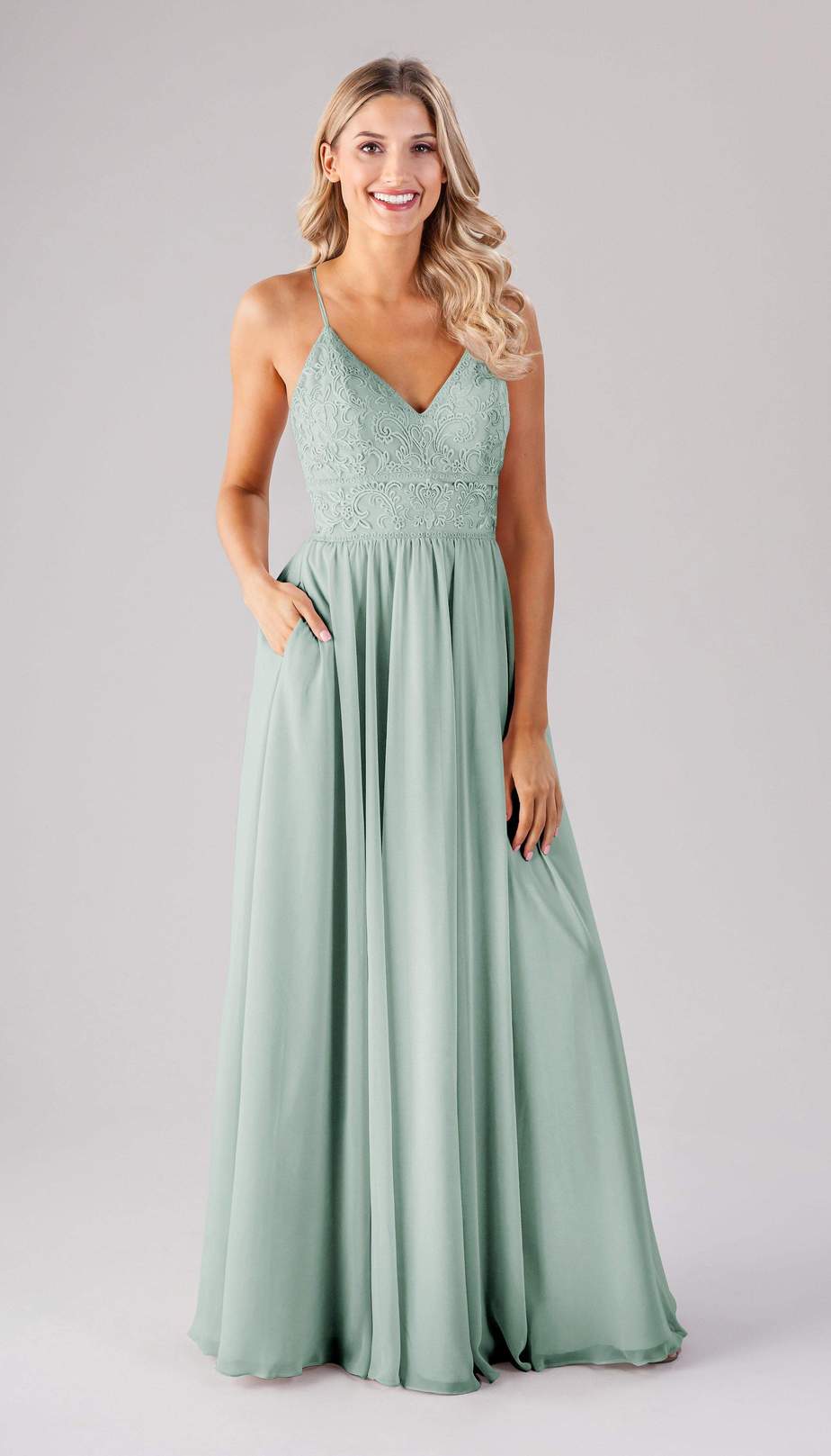 sea glass green long bridesmaid dress