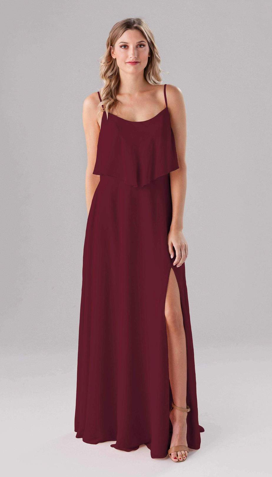 long merlot color bridesmaid dress