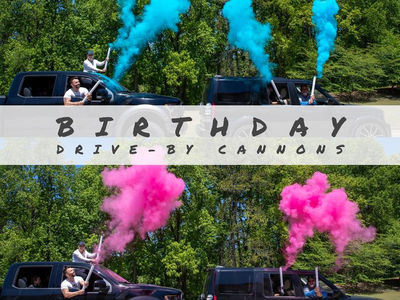 pink and blue party cannons
