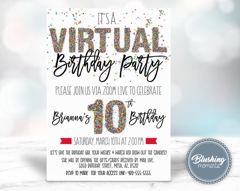 virtual birthday party invites