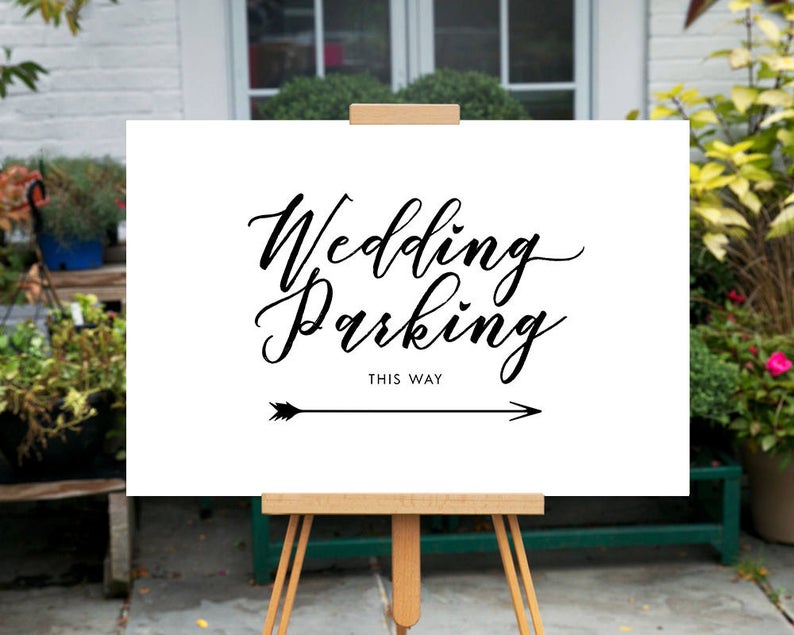 wedding parking sign