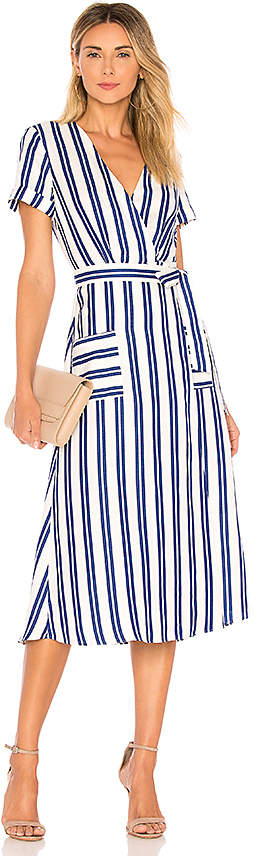 blue and white striped dress